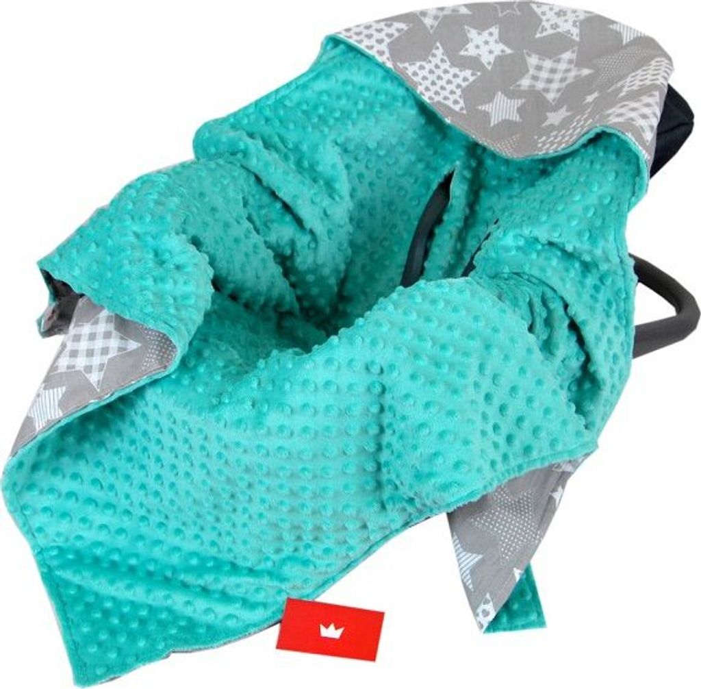 BabyLux EINSCHLAGDECKE 90x90 cm Babyschale Minky Decke 3. Minze + Sternbild