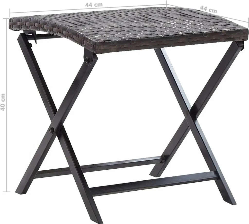 Tabouret pliant Poly Rattan marron résistant aux intempéries et pliable