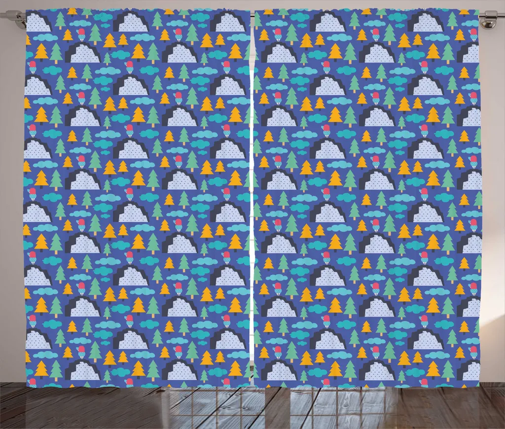 Rideau anti-regard motif artistique pour décorer un salon terne Bleu
