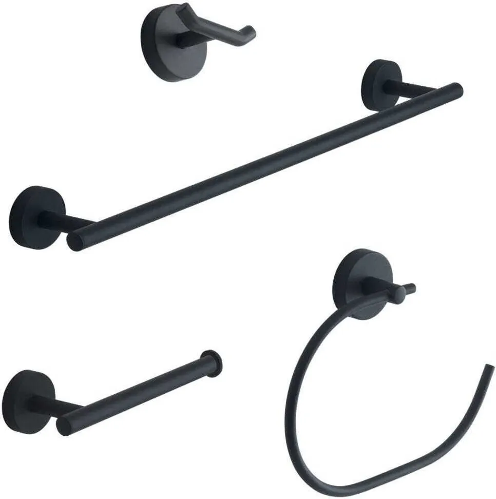 Set Bagno Violetta Nero Opaco 4 pz a Muro | Crea la tua Spa Personale