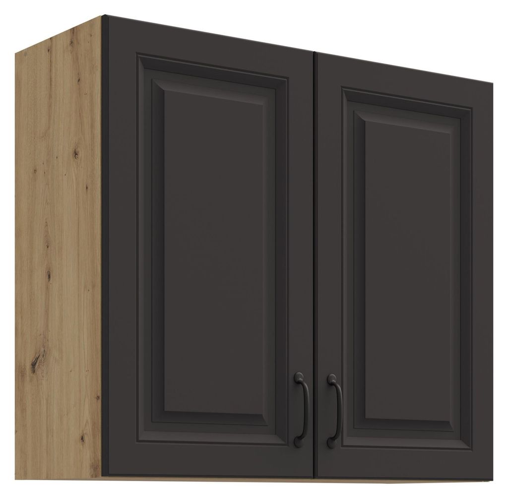 Hängeschrank 80 cm Stilo Grau + Eiche Artisan Küchenzeile Produktbild 
