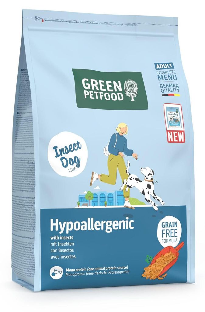 Green Petfood InsectDog Trockenfutter 3 kg, hypoallergen, getreidefrei, für allergische Hunde