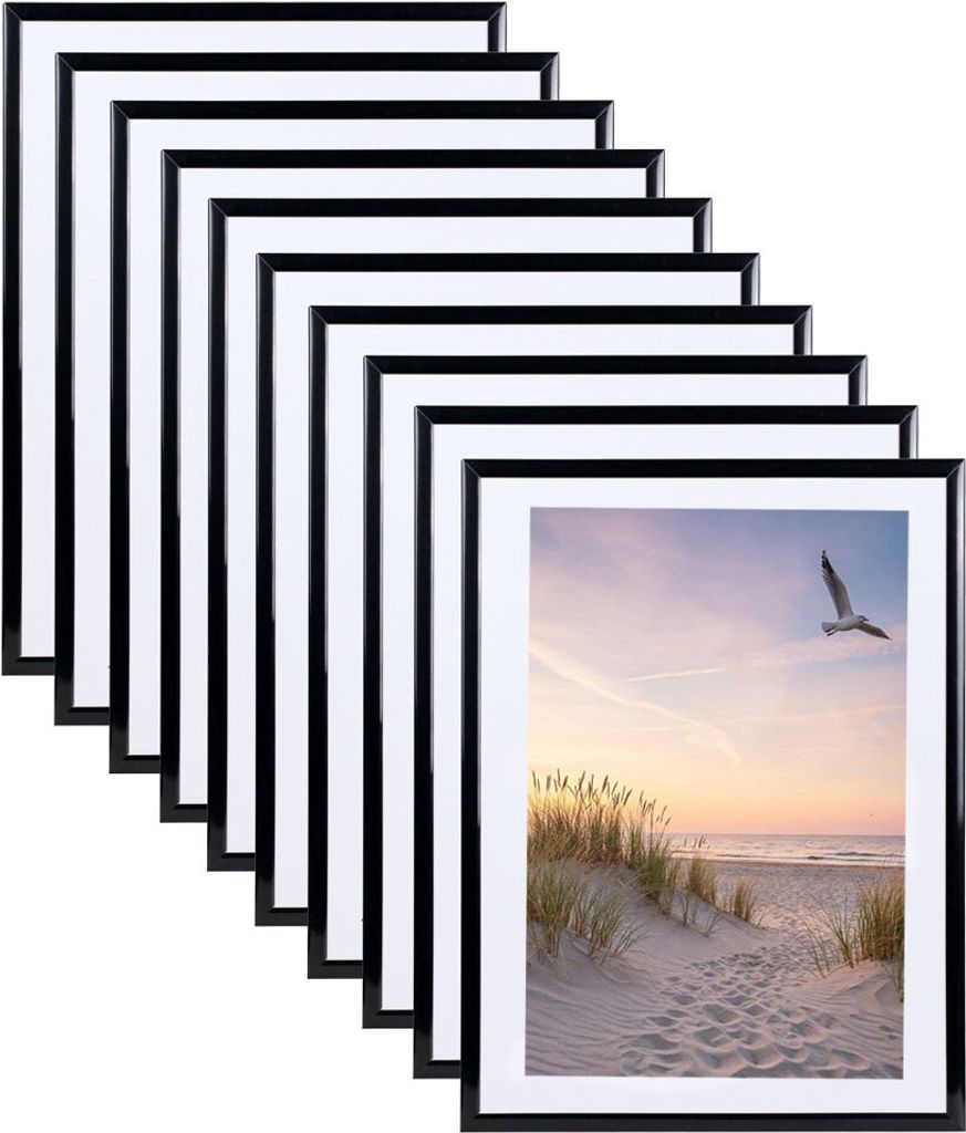 3er 5er 10er Set Bilderrahmen Fotorahmen aus Kunststoff Bilder Foto Posterrahmen Collage AC-6 Wanddeko - Farbe: 10er Pack Schwarz | Format: 40x50