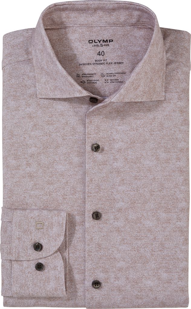 Olymp Business-Hemd normale Passform beige bedruckt