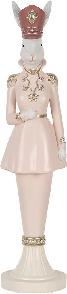 Clayre & Eef Figurine Lapin de Pâques 44 cm Blanc et Rose Décorative - 2