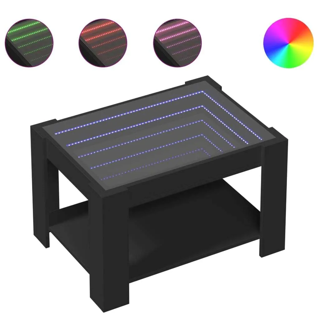 Tavolino da Salotto vidaXL con Luci LED - Nero Facile da Pulire