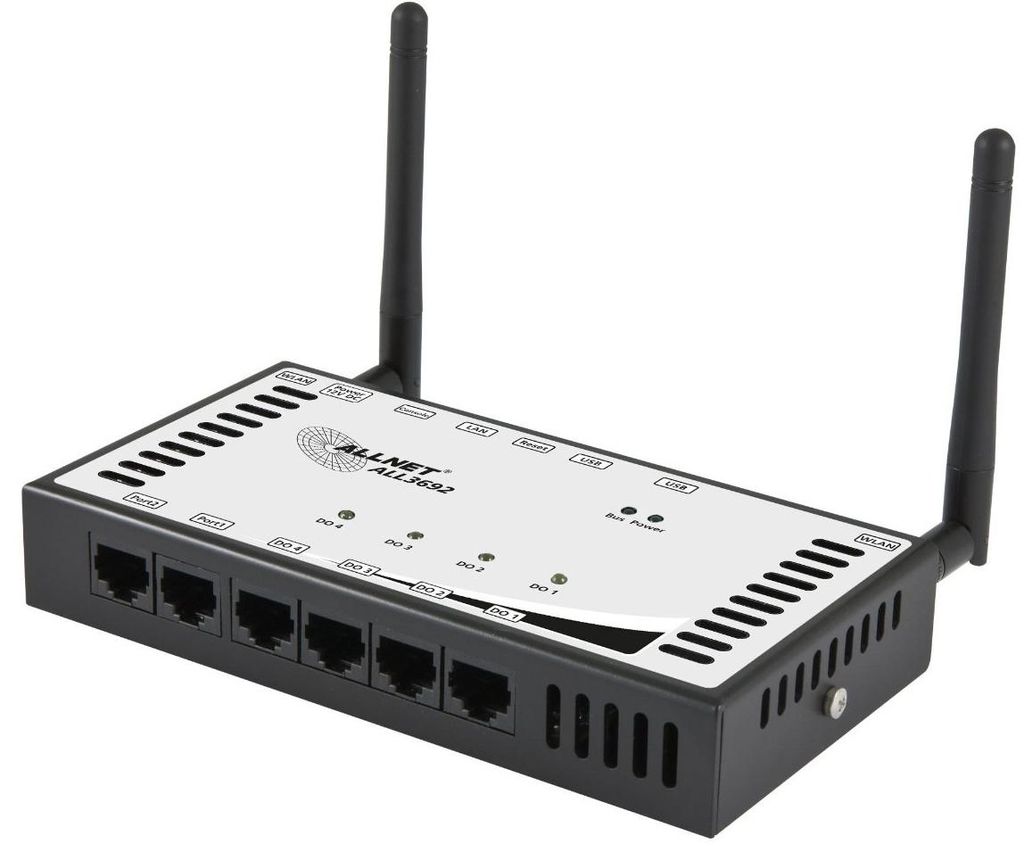 ALLNET MSR Powermeter Zentrale ALL3692 inkl. 4 D0 & 2 S0 (opt.) & Induktion & 2 Sensor Ports für IP Gebäude Automation
