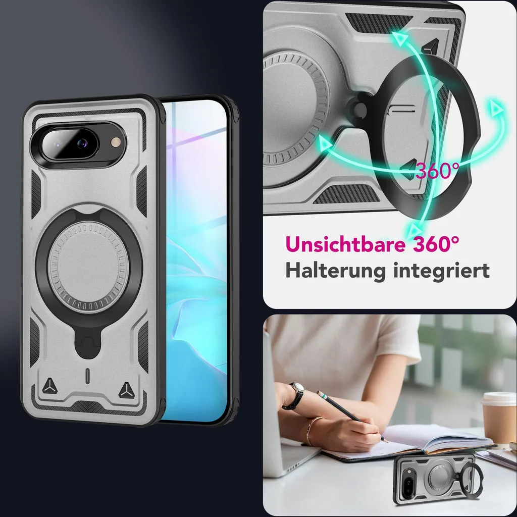 Encased Custodia a portafoglio per Google Pixel 9 / Pixel 9 Pro (6,3 pollici) con porta carte magnetico staccabile (compatibile con MagSafe), colore: nero trasparente
