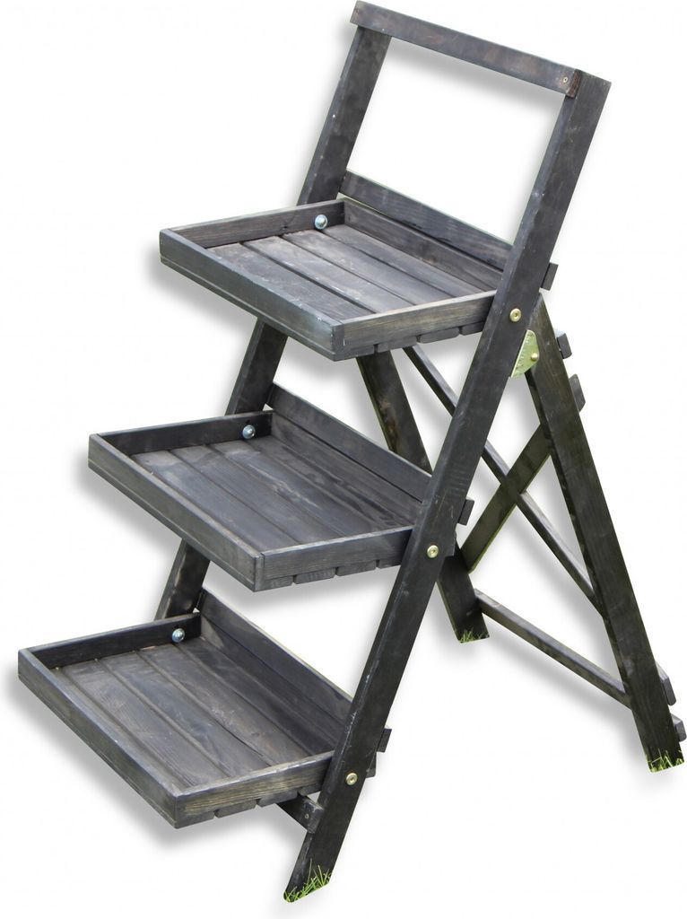 Blumenleiter Blumentreppe mit 3 Etagen, schwarz Produktbild 