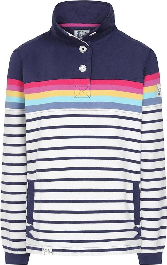 Lazy Jacks - Sweatshirt für Damen, Knopfhals LJ216 (36 DE) (Weiß)