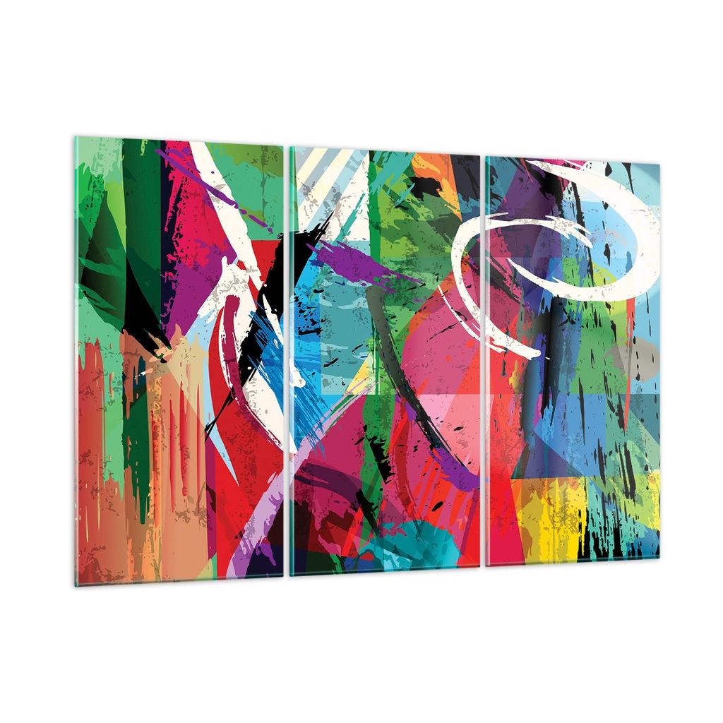 Bilder auf glas - Abstraktion modern - 105x70cm - Glasbilder - Wandbilder - Kunstdruck - zum Aufhängen bereit - Wanddekoration aus Glas - Glas Bil...