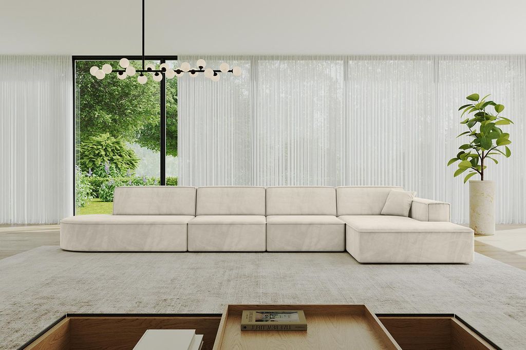 ALTDECOR Ecksofa in L-Form IREA-L3-v4 412x165x77 cm Beige Corner Sofa Eckcouch Couch Wohnlandschaft Cauchsofa