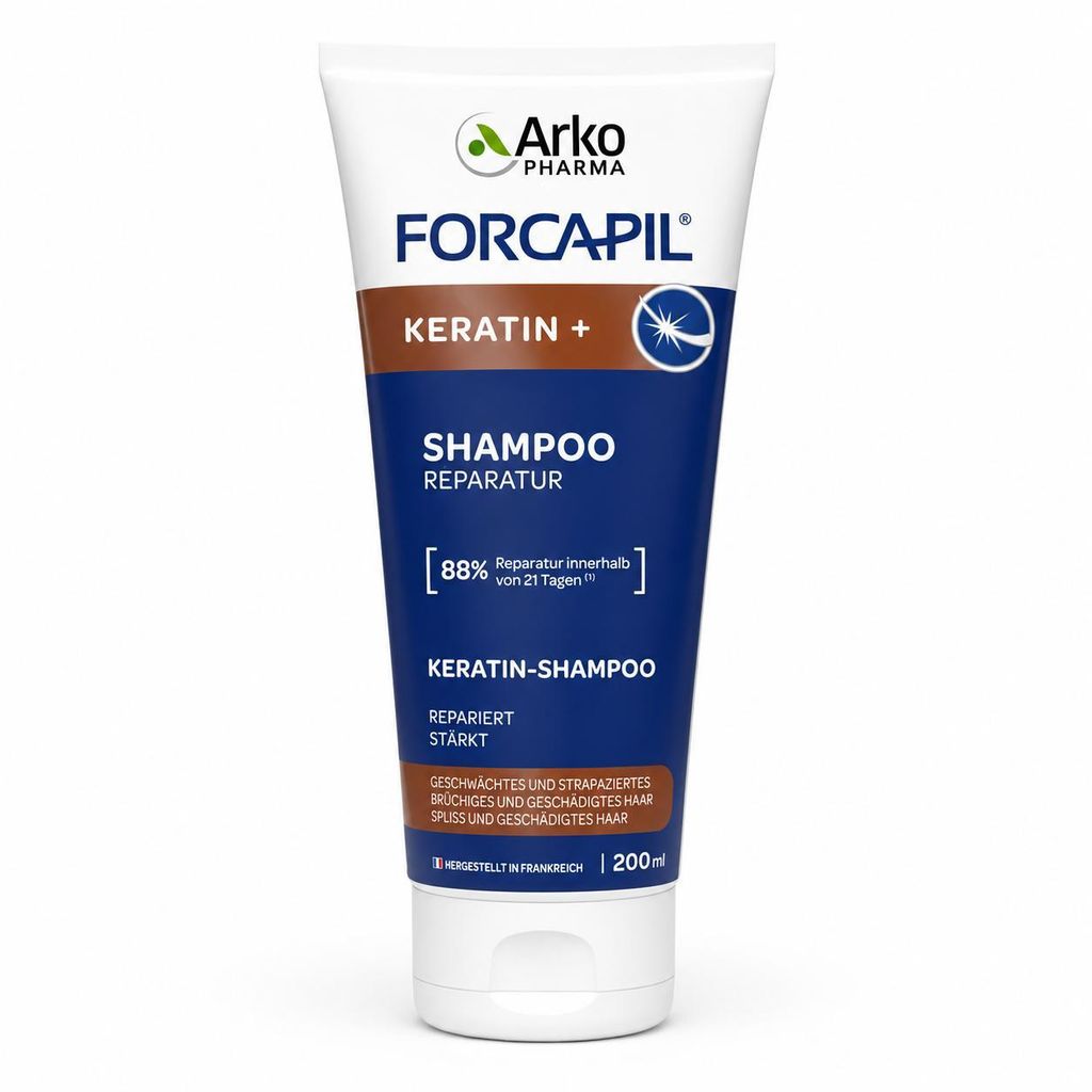ARKOPHARMA - Forcapil Keratin Shampoo - sprödes und geschädigtes Haar - Keratin und Provitamin B6 - stärkt die Haarfaser - schnelle Ergebnisse