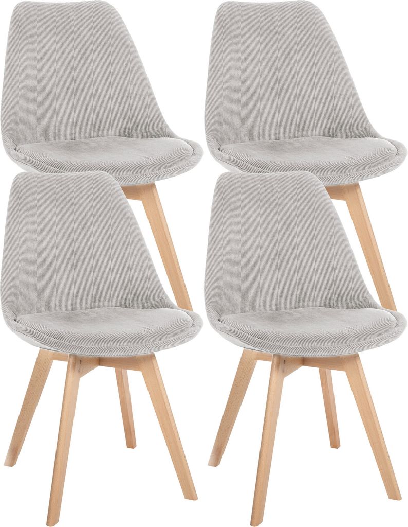 CLP 4er Set Esszimmerstuhl Linares Mit Buchenholzgestell beige Material Cord
