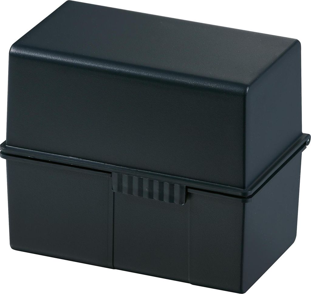 Karteibox A6 quer max. 400 Karten mit A-Z Register und 100 Karten schwarz Packung mit 3 Stück