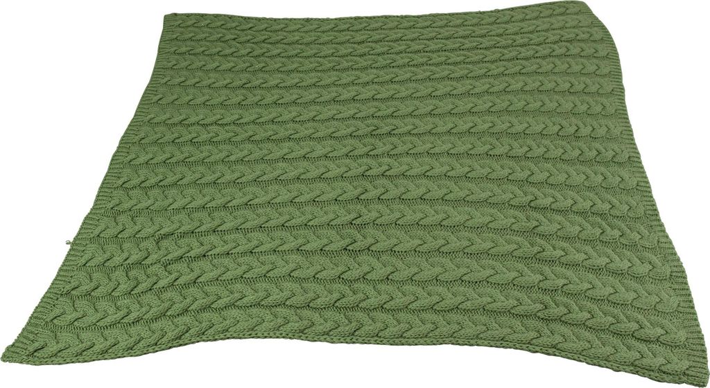 Kuscheldecke Zopmuster grün 127x152cm – Wohndecke
