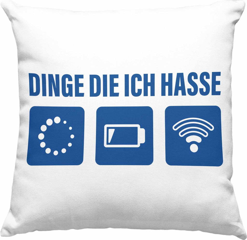 Trendation - Dinge Die Ich Hasse Deko-Kissen mit Füllung 40x40 Lustige Nerd Deko-Kissen mit Füllung 40x40 Wlan Akku Loading 5. 6. 7. Geburtstag (...
