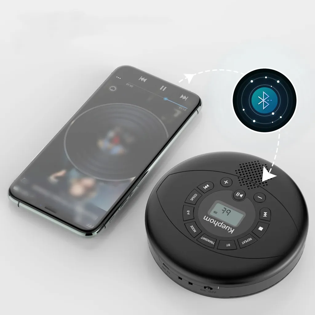 Lecteur CD Maison et Déplacement ZELURXX Bluetooth MP3 Format Compact