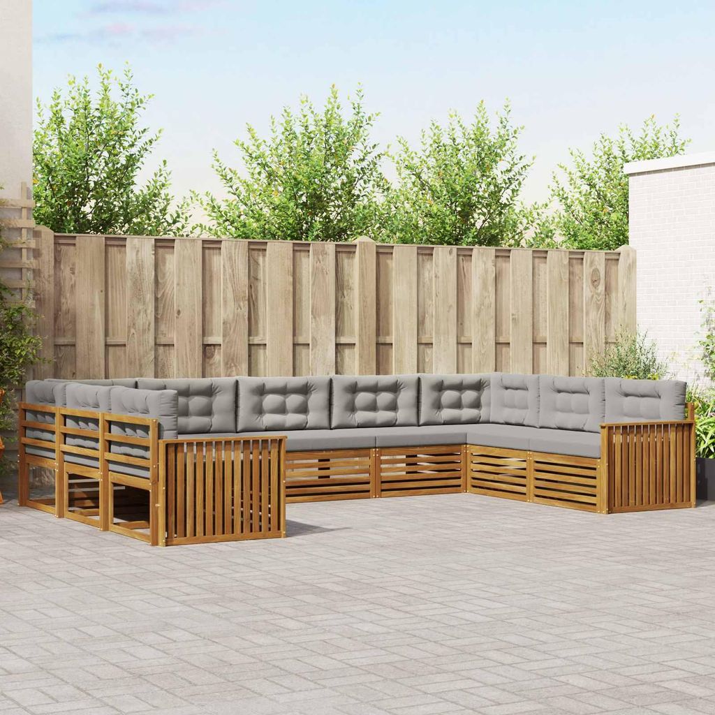 "Neues Produkt" Sofagarnituren - CLORIS - Terrassen-Sofa - 9 pcs - Natürlich und Hellgrau Massivholz Akazie - Modern Gartensofas V1619