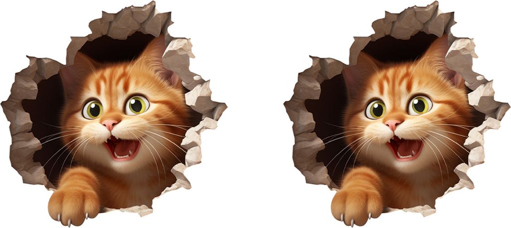 2 Stück 3D-Cartoon-Maus-Katzen-Wandaufkleber, selbstklebend, abnehmbar, wasserdicht, hochwertiges PVC-Material, verschleißfest