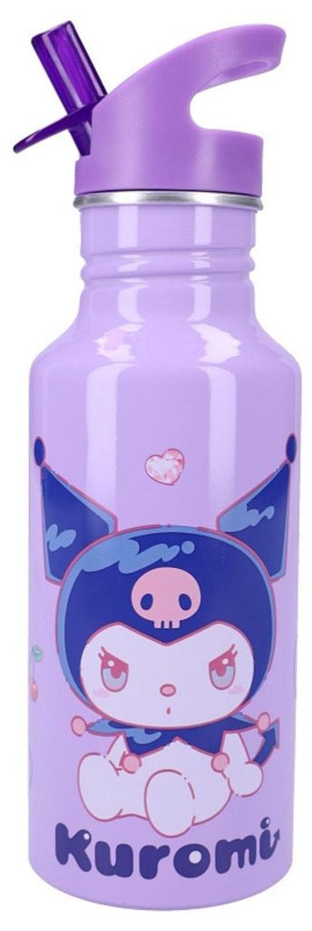 Kuromi Hello Kitty & Friends Trinkflasche Aluminium lila 500 ml leicht mit Twist-Off-Verschluss