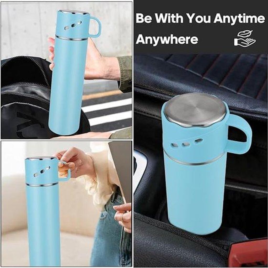 0,6L Edelstahlwasserflasche blau für Schule und Büro