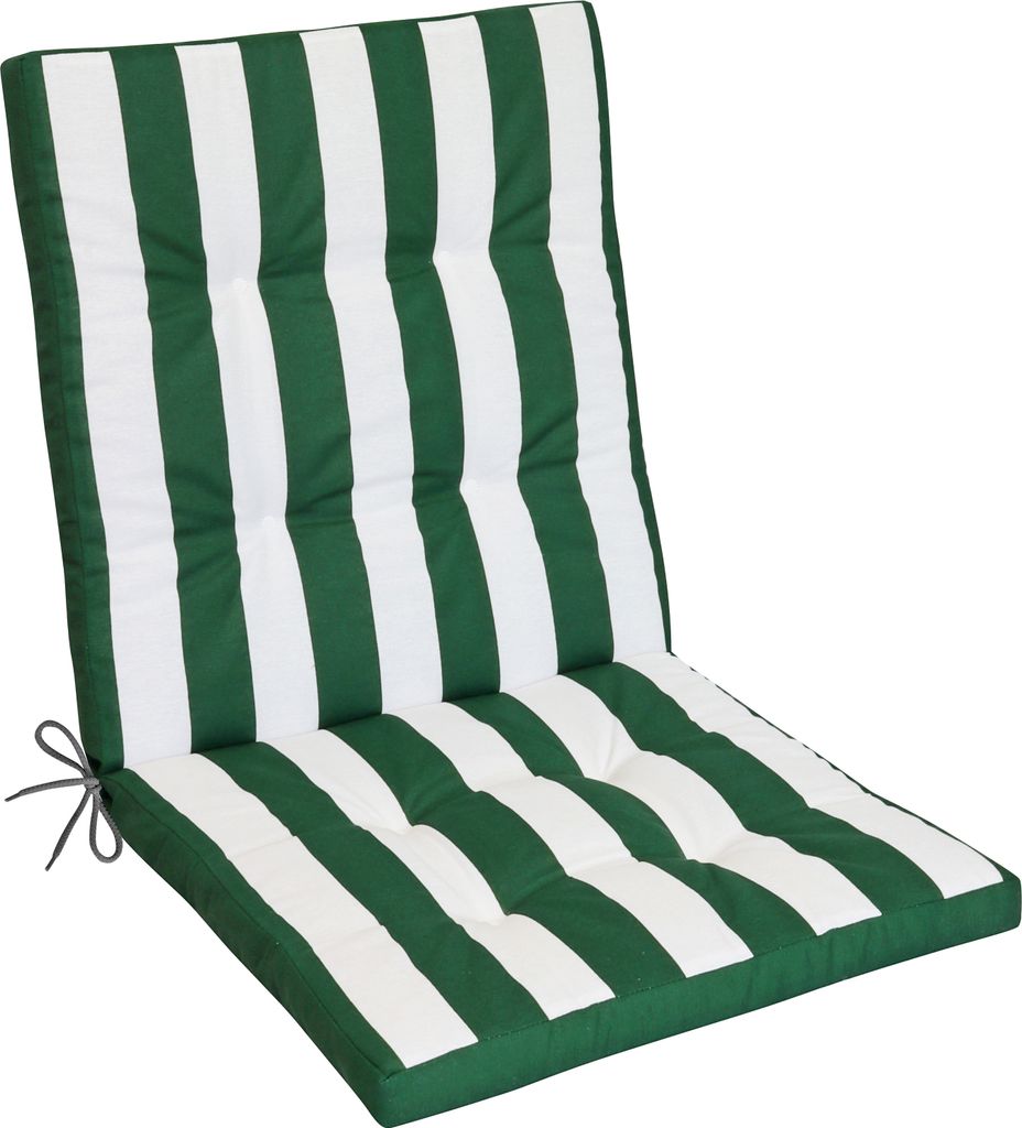 Herlag Niedriglehner Gartenstuhlauflage Mia Grün-Gestreift 103x50x5cm, Easy-Drop Bänder, 1 Polster