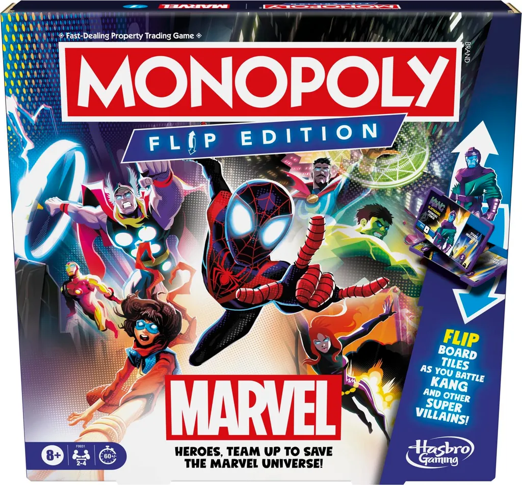 Monopoly Flip Marvel : Jeu de Plateau Hasbro avec Plateau Recto Verso