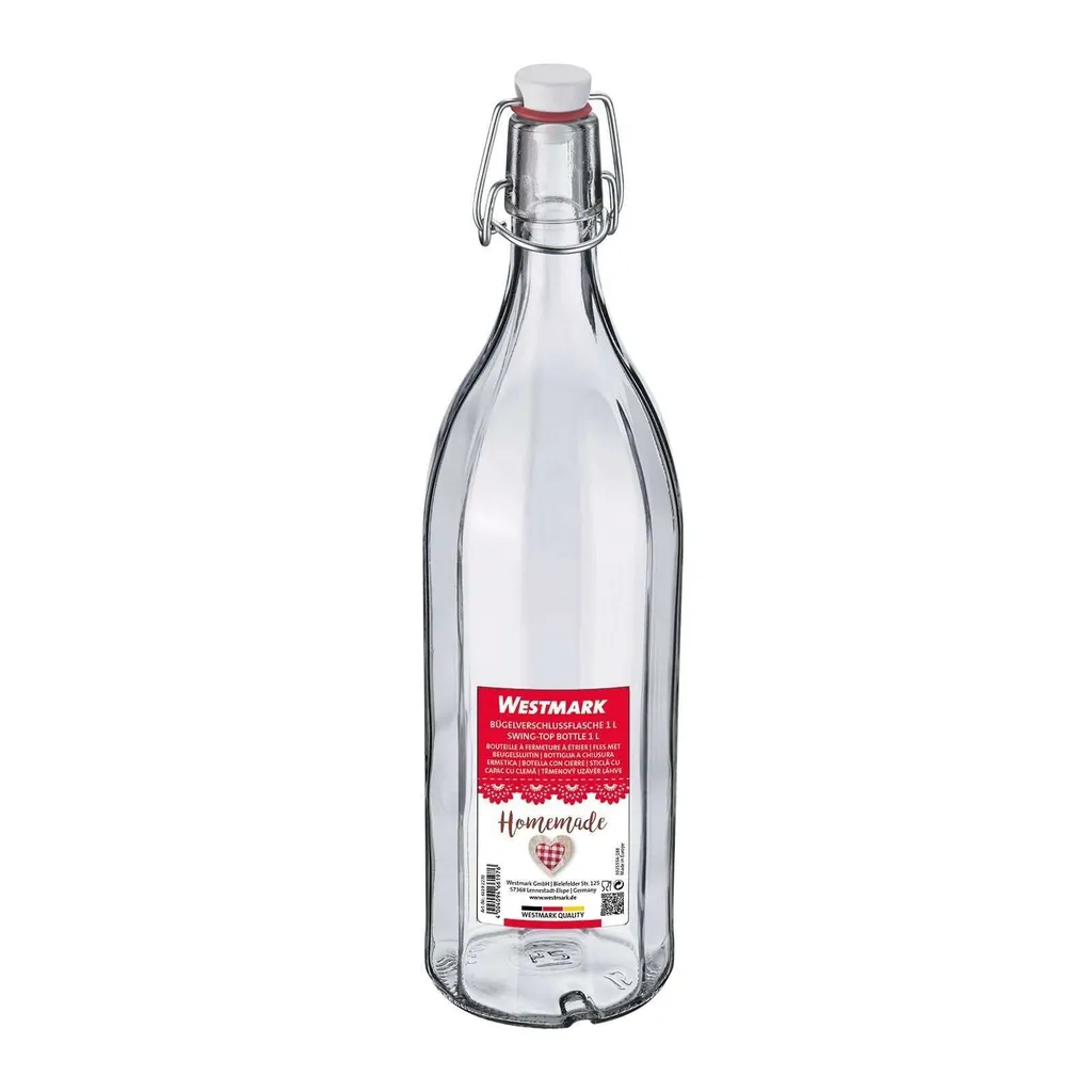 Bottiglia Vetro 1L Westmark - Alternativa Plastic-Free Chiusura Brevettata