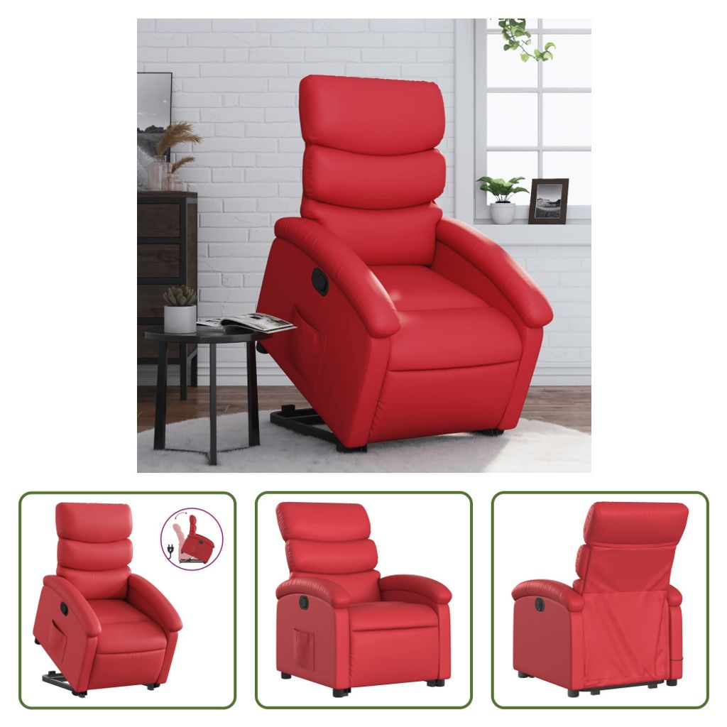 The Living Store Relaxsessel mit Aufstehhilfe Rot Kunstleder