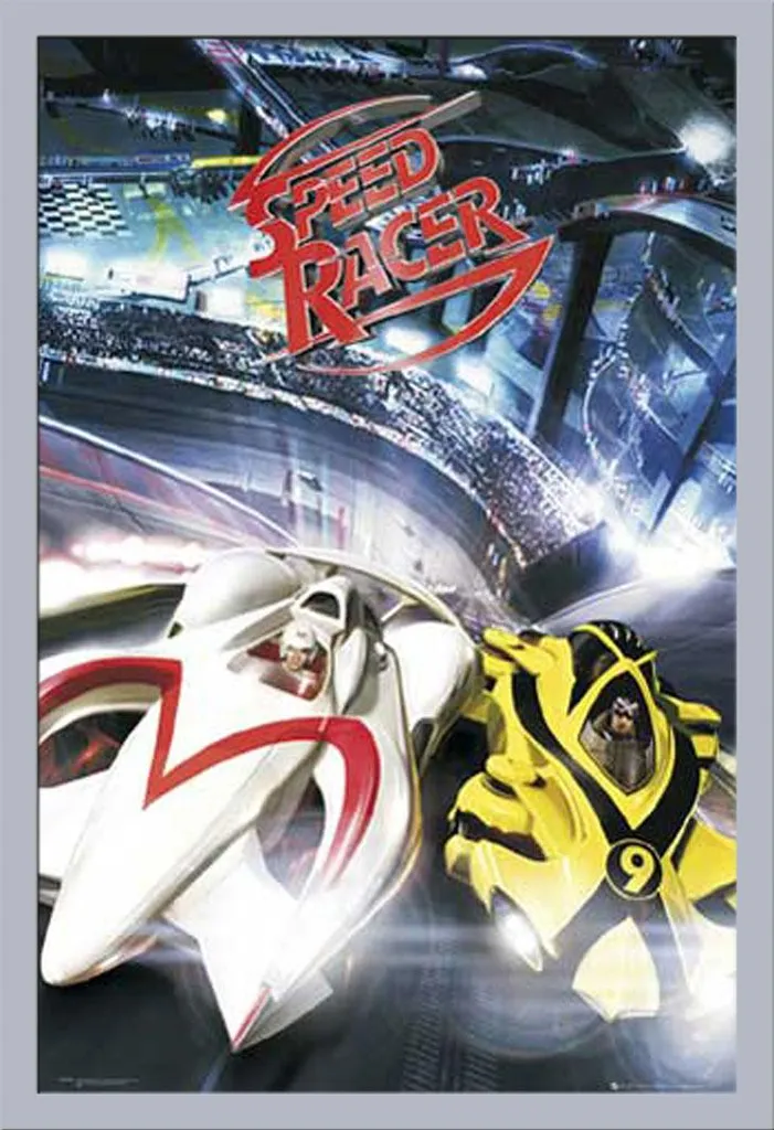 Speed Racer Poster Battaglia con Cornice Argento Shinsuke Maxi MDF