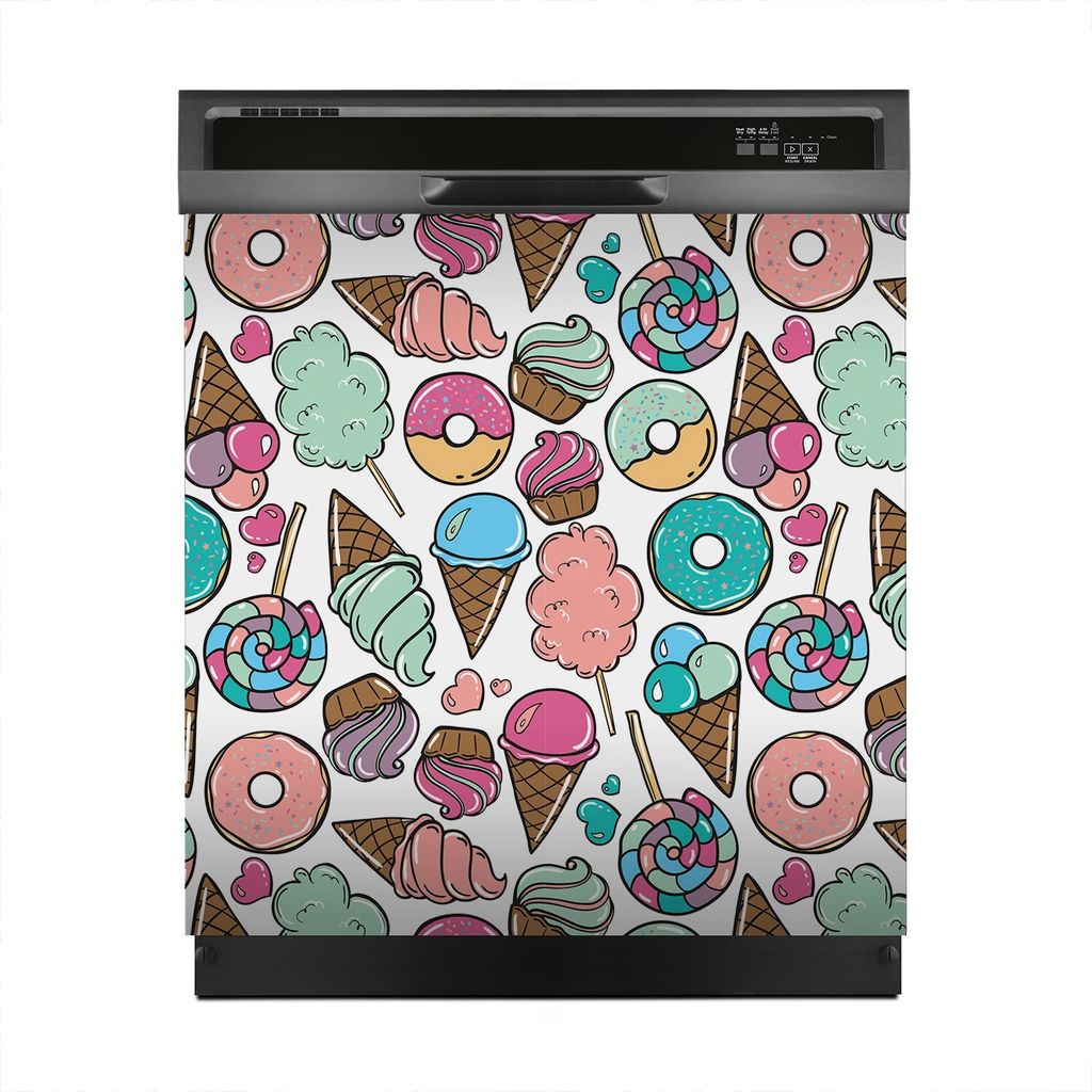Aufkleber sticker 60x60 cm Dekorative folie Spülmaschine - süße Eis und Krapfen