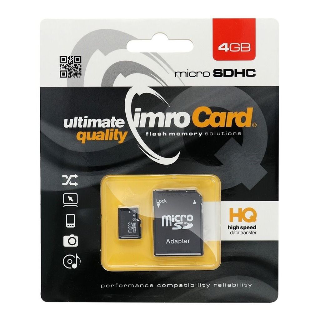 SPEICHERKARTE IMRO microSD 4GB mit Adapter SD class 10 UHS Obrázok produktu 