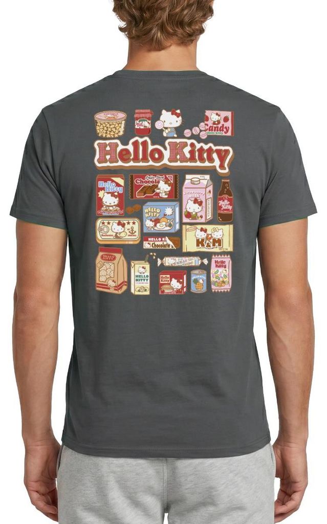 Spreadshirt Hello Kitty Snack Collage Männer T-Shirt, XL, Anthrazit