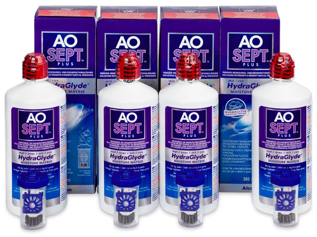 Aosept plus Hydraglyde Lösung 4X360 ml Produktbild 