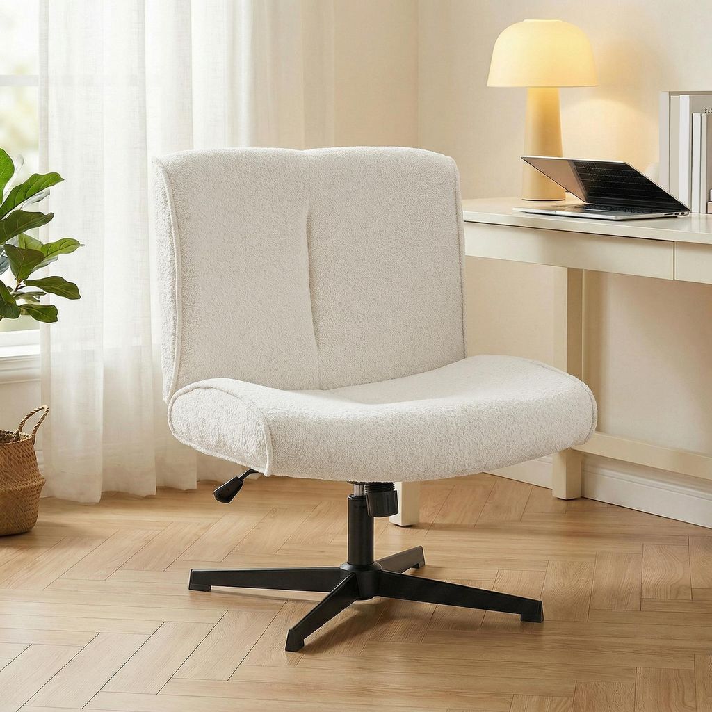 HOMCOM Sessel Drehbarer Höhenverstellbar Loungesessel mit Samtoptik, Cremeweiß