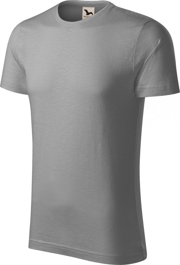 Herren-T-Shirt aus strukturierter Baumwolle, 100% GOTS-Baumwolle, ohne Aufdruck, einfarbig, 150 g/m2, Farbe altes Silber, Größe XL