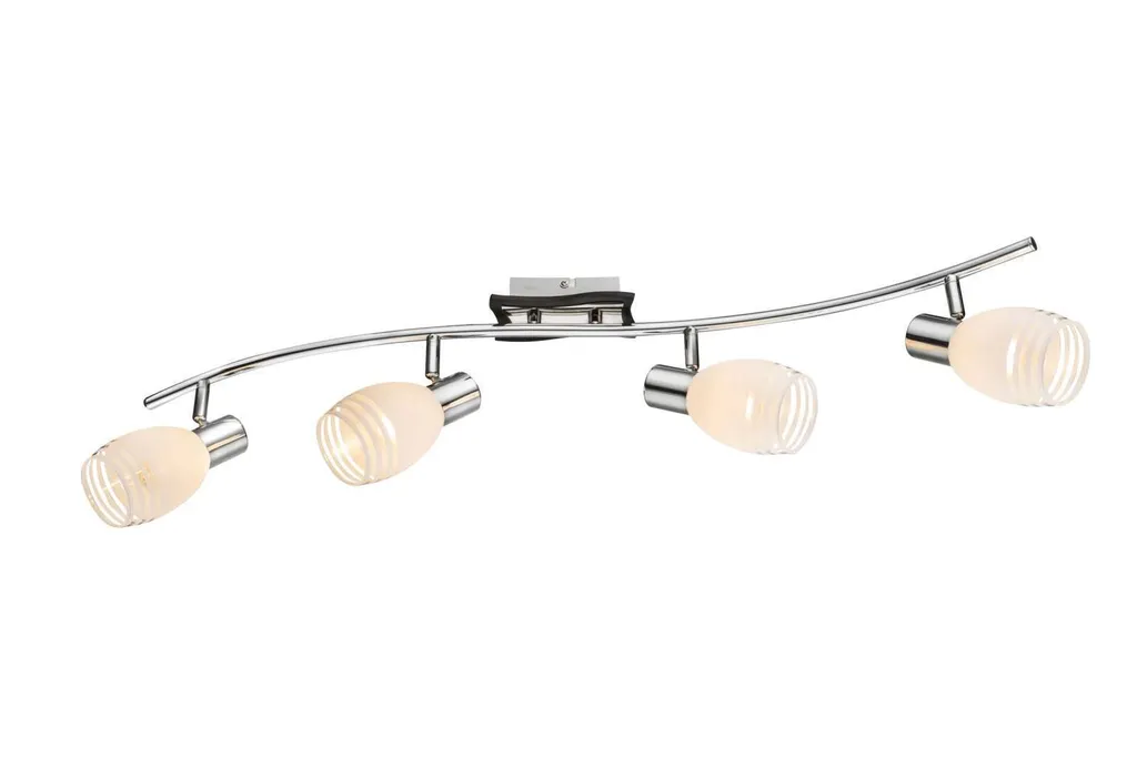 Globo Lighting Projecteur 4 Spots E14 Métal Chromé et MDF Wengé 83cm