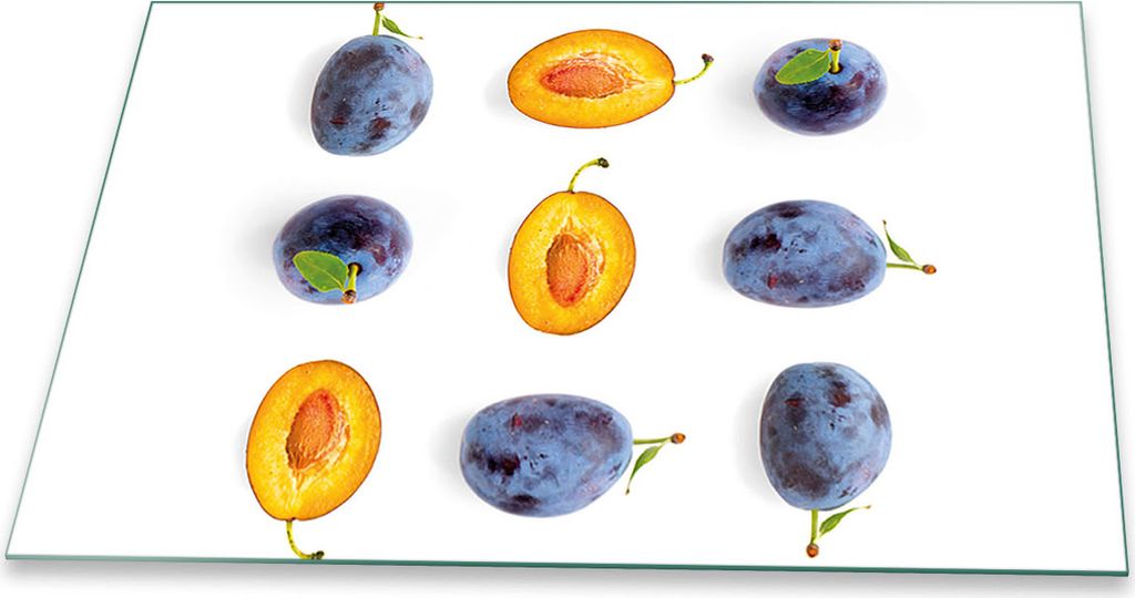 Herdabdeckplatte Glaskeramikkochfeld-Abdeckung Spritzschutz Glas Universal 80x52 Obst Blau