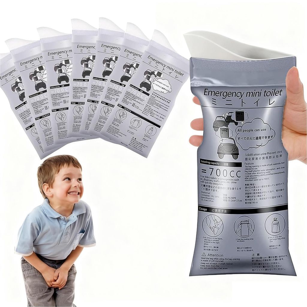Campingtoilette 8 Stück Einweg-Urinbeutel,700 ml Tragbarer Urinbeutel Pinkelbeutel Notfall-Urinal für Camping, Reisen, Wandern, Männer, Frauen, ...