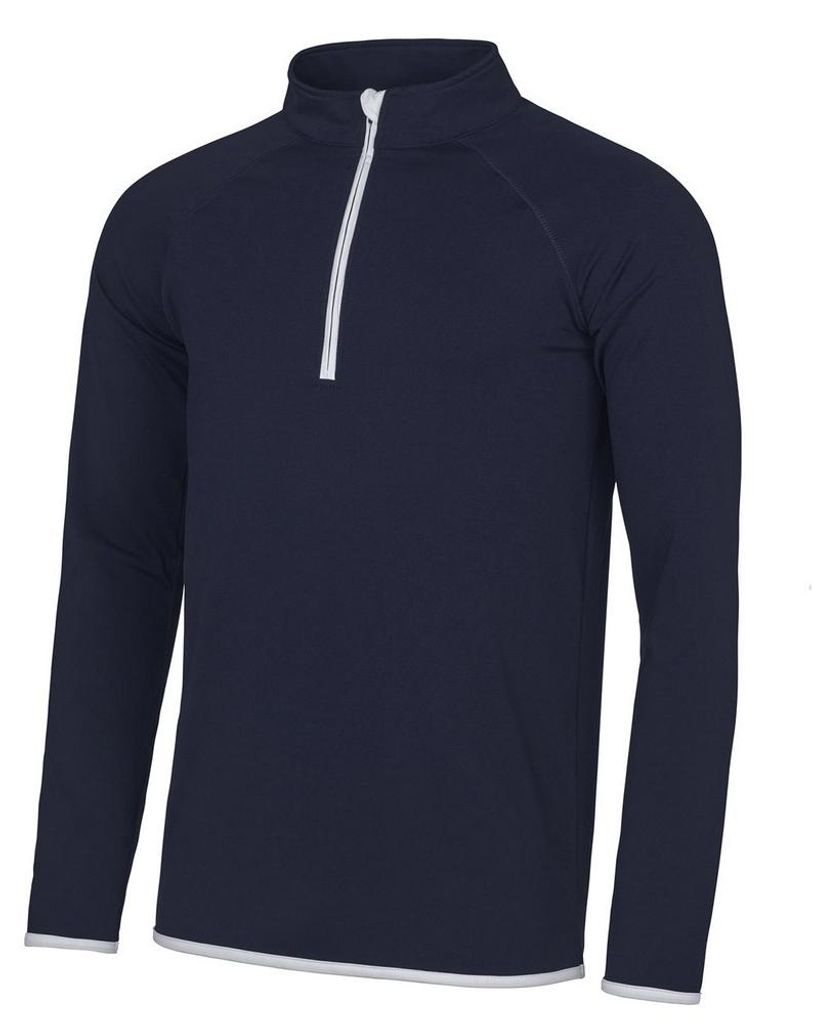 Just Cool - Sweatshirt mit kurzem Reißverschluss für Herren LT5047 (S) (Dunkelblau/Arktisch Weiß)