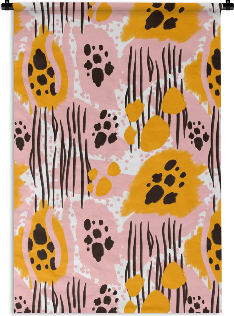 MuchoWow Wandteppich Wandbehang Rosa - Orange - Muster 60x90 cm Tapisserie Dekoration Wandtuch - Foto-Teppich - Abwaschbar