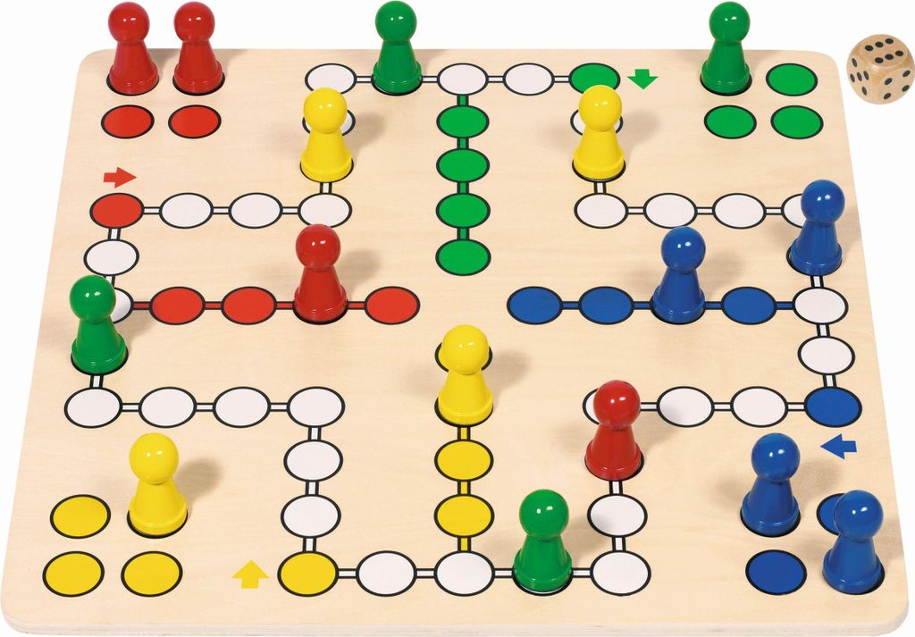 Goki Brettspiel - Ludo klassisches Familienspiel 45x45cm Karton