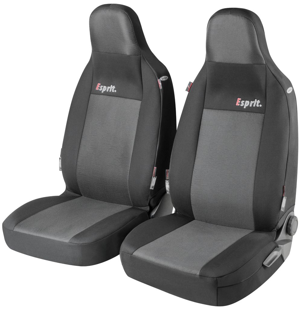 Two car seat covers are shown side-by-side against a white background.