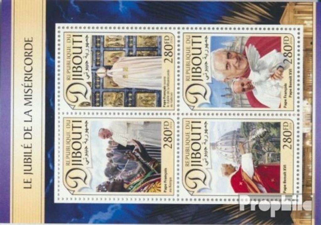 Briefmarken Dschibuti 2016 Mi 1413-1416 Kleinbogen (kompl. Ausg.) postfrisch Das Jubiläum der Barmherzigkeit