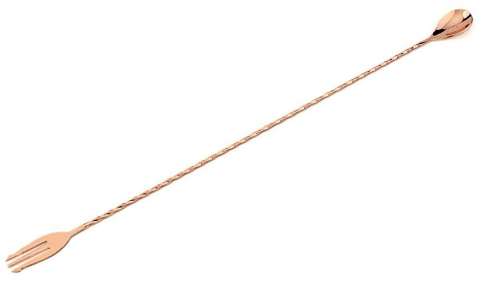 Japanischer Barlöffel mit Gabel, Edelstahl, kupferfarben, L. 400 mm