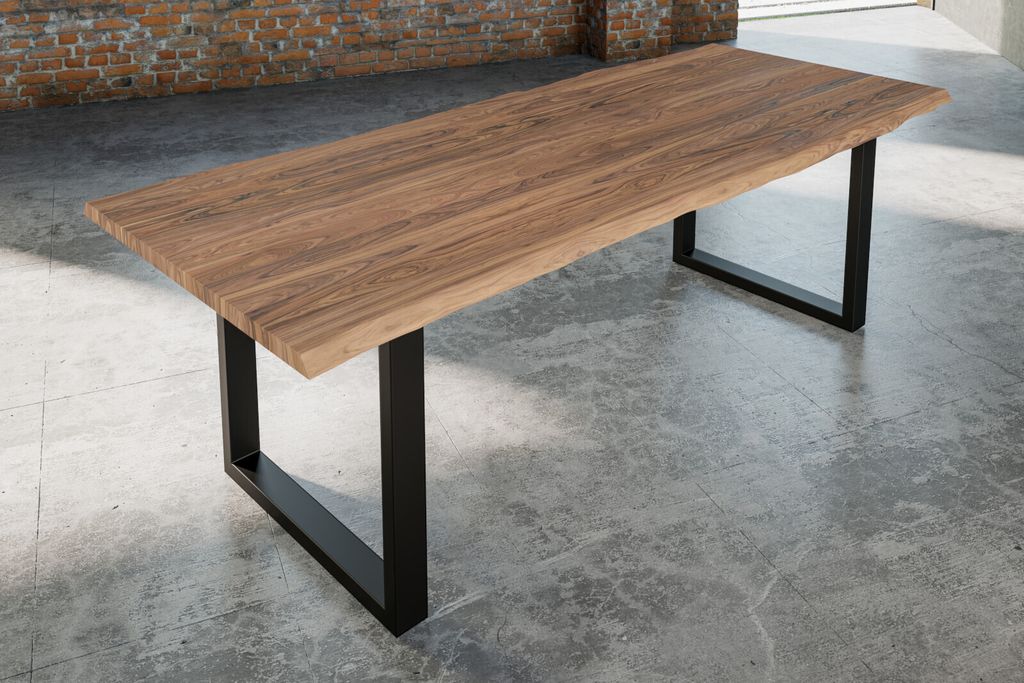 Esstisch Baumkante massiv Akazie stone 240 x 100 schwarz Produktbild 