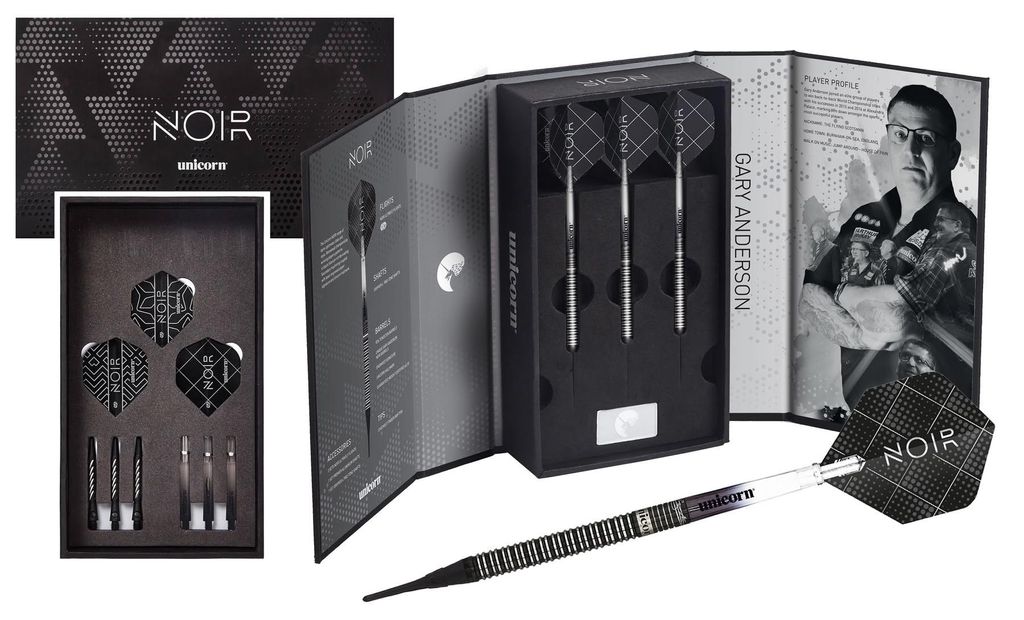 Unicorn World Champion Gary Anderson NOIR Soft Darts Presentation Box - 18g -- 1 Satz