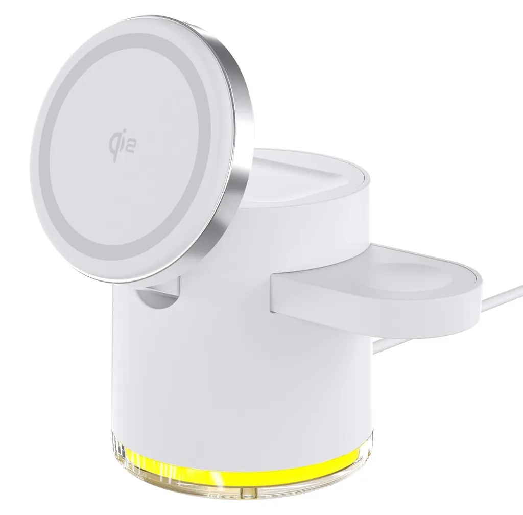 Chargeur sans Fil Magnétique Pliable 3-en-1 Qi2 15W Blanc pour iPhone