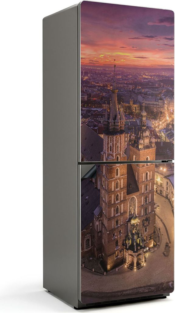 Krakaus Architektur bei Nacht – Magnetische Kühlschrank Abdeckung – Dekorfolie magnetisch Küche – Kühlschrank Magnet Deko – selbstkleben...